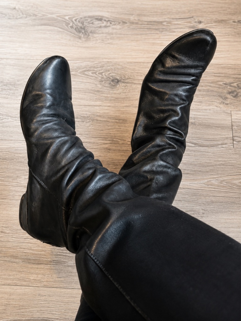 Felmini Black Leather Slouch Boots | Genuine Portuguese Leather | EU 38